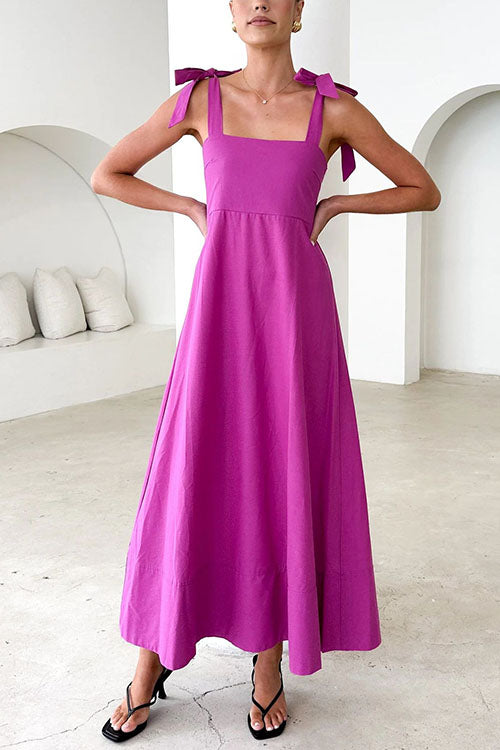 Valenzora | Rosiedress Bow Shoulder Empire Waist Swing Maxi Cami Dress