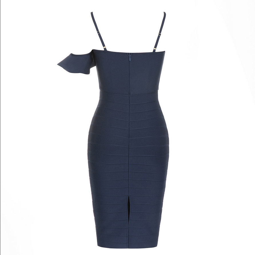 Midikleid mit umklappbarem Bund | Blau