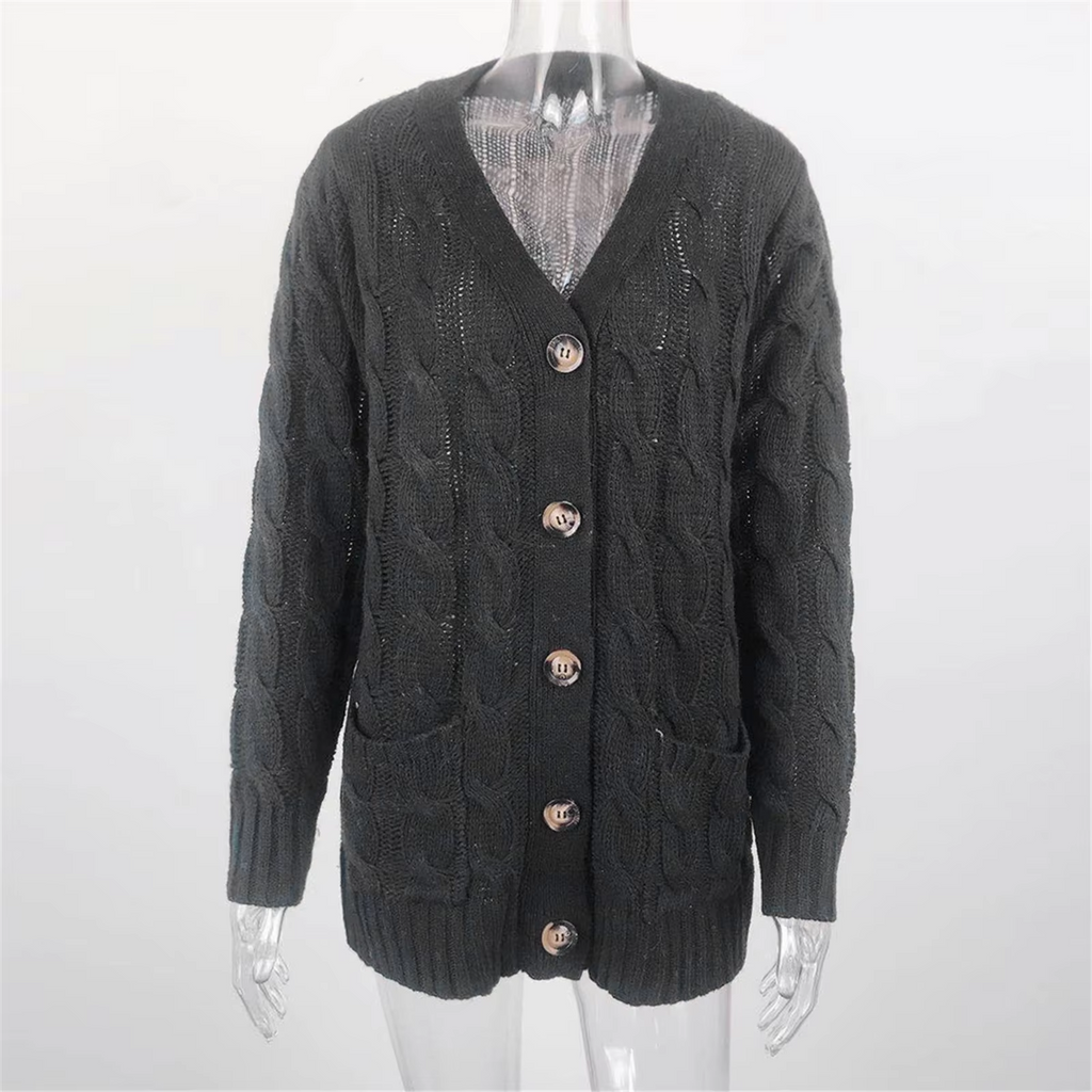 Valenzora | Stylischer langer Cardigan für Damen mit Knopfleiste