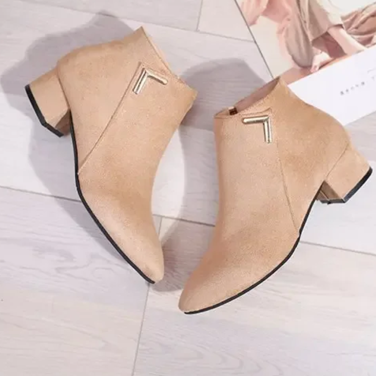 Valenzora | Stiefeletten mit spitzer Zehenpartie und seitlichem Reißverschluss, Damen-Stiefeletten