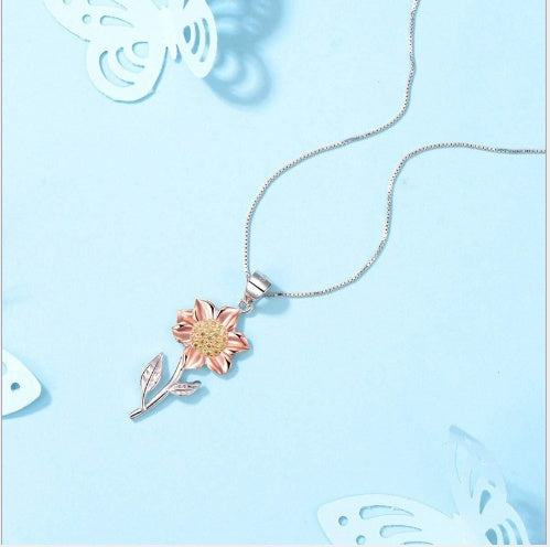 Valenzora | Gold Necklace Made of Sterling Silver with Sunflower