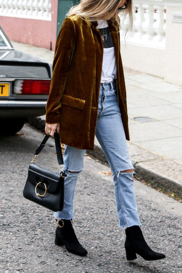 Valenzora | Velvet blazer with a chic tailored cut for women