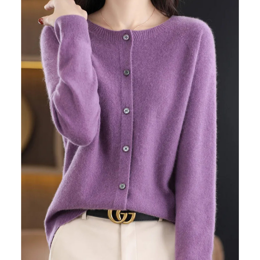 Valenzora | Merino wool women's O-neck cardigan cashmere sweater