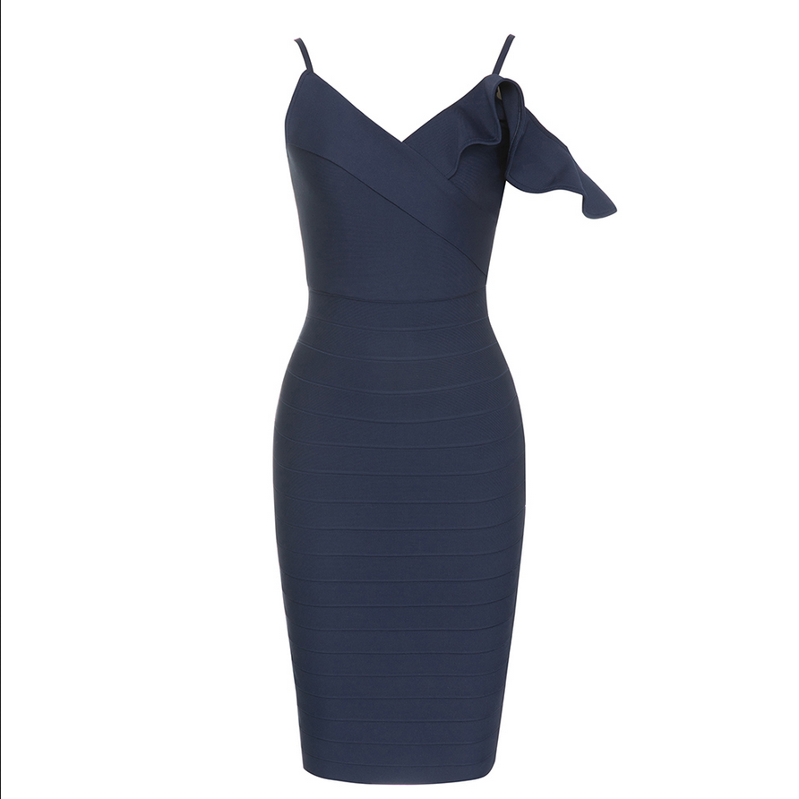 Midikleid mit umklappbarem Bund | Blau