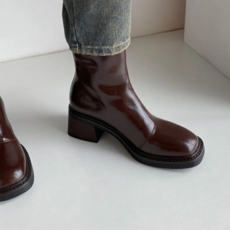 Valenzora | Elegante Stiefeletten aus Leder mit Blockabsatz für Damen