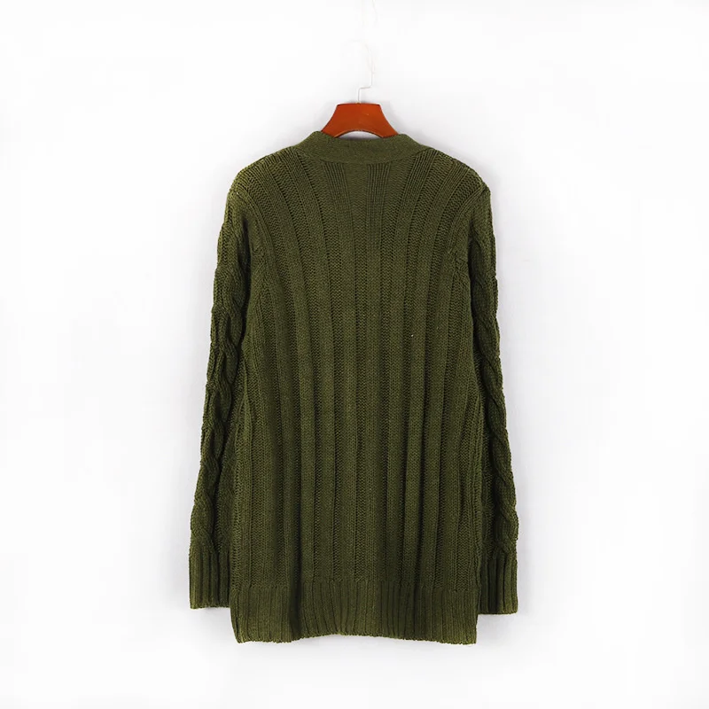 Valenzora | Damen-Wollstrickjacke mit Zopfmuster und Holzknöpfen, lockere Passform