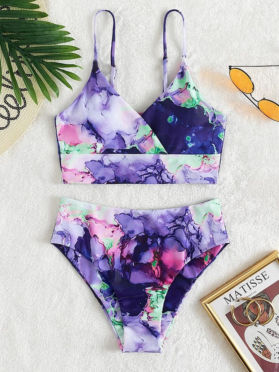 Valenzora Bikini | Elegant bikini with marble print