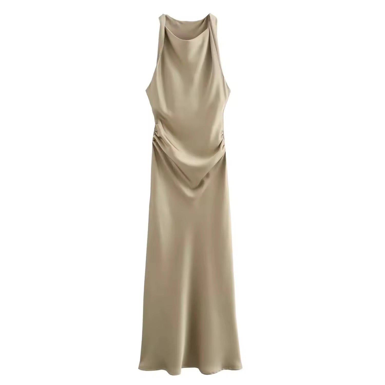 Valenzora | Satiniertes Maxikleid mit eleganter Drapierung