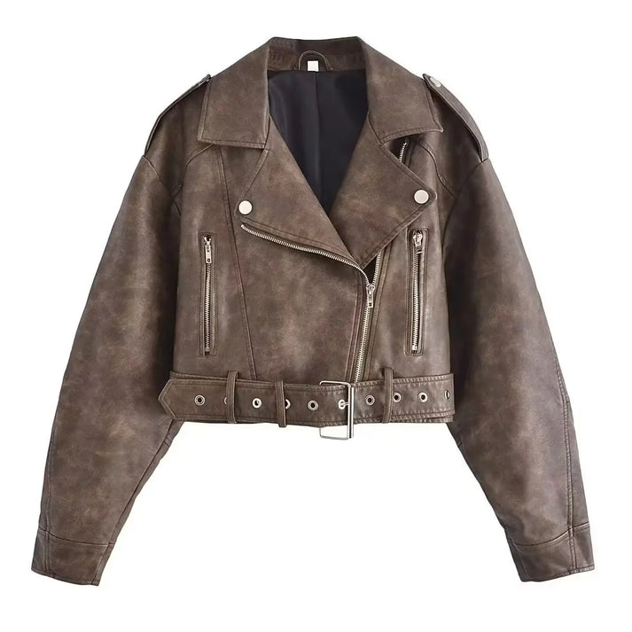 Valenzora | Retro Leather Jacket for Women