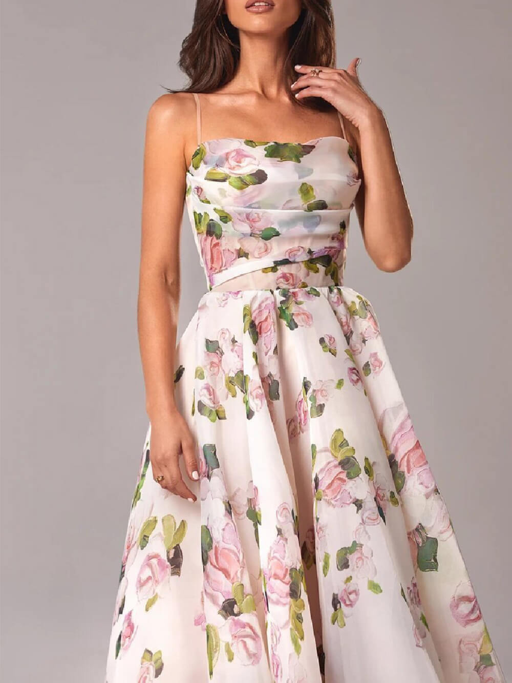 Valenzora | Chiffon-Schwingkleid Midi mit Blumenmuster für Damen