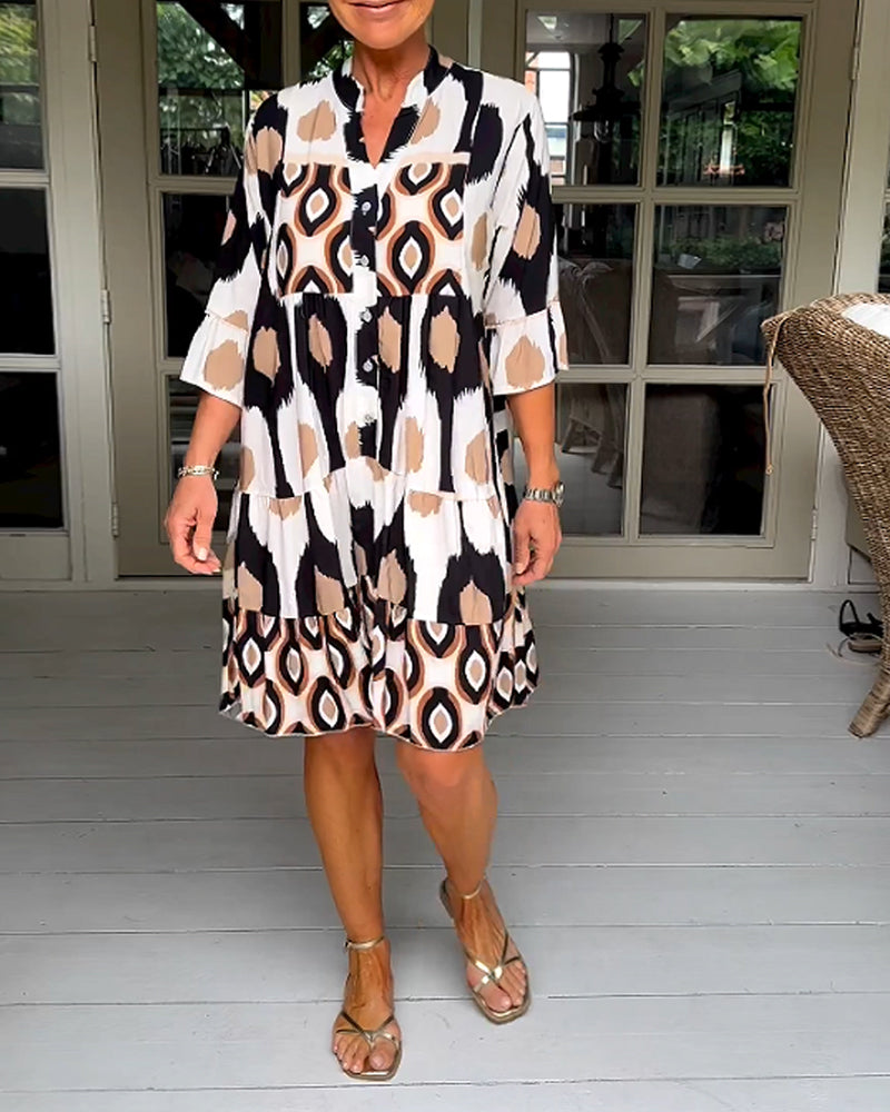 Valenzora A-line dress | Stylish printed midi summer dress for women with pockets