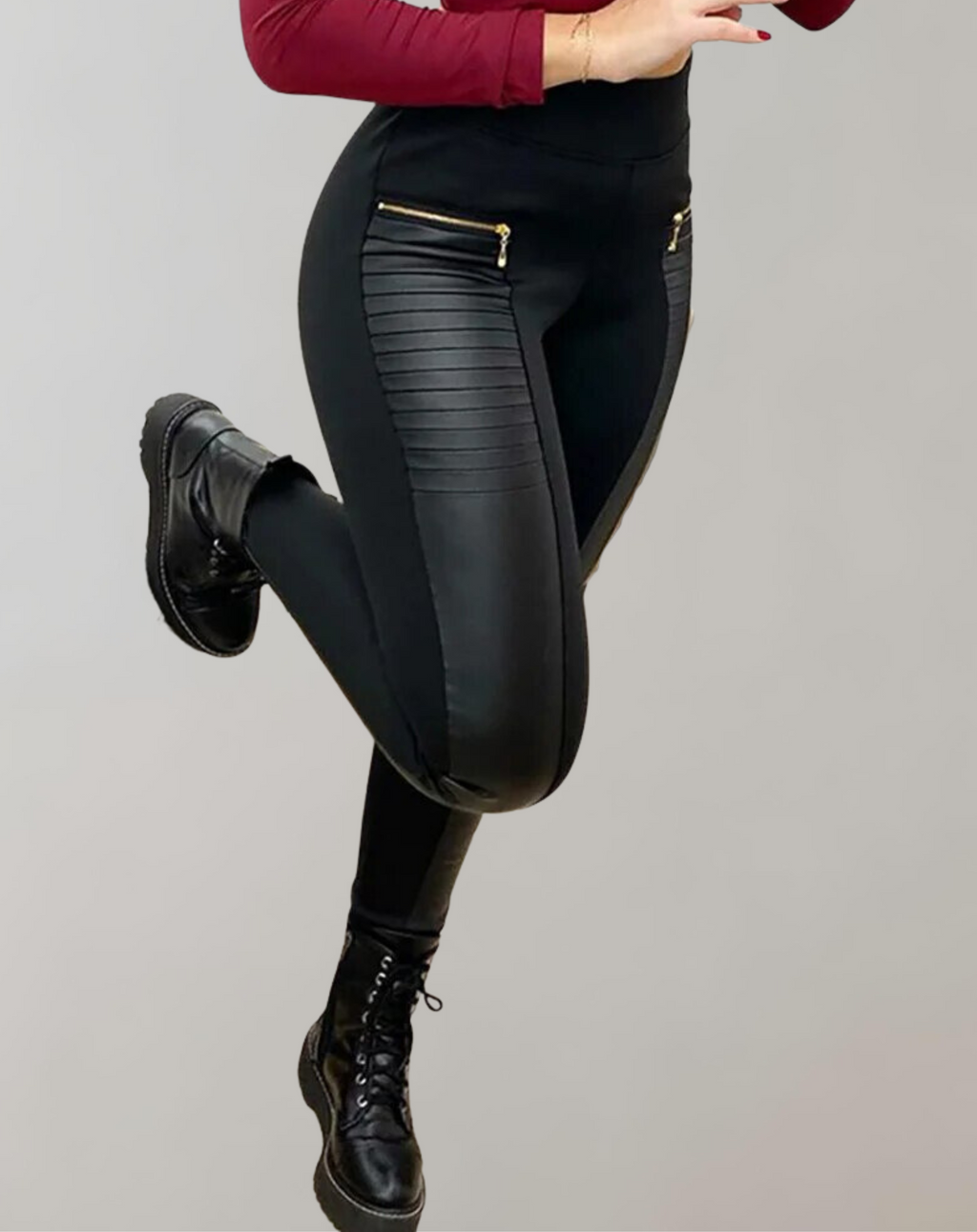 Valenzora - PU leather contrast zipper