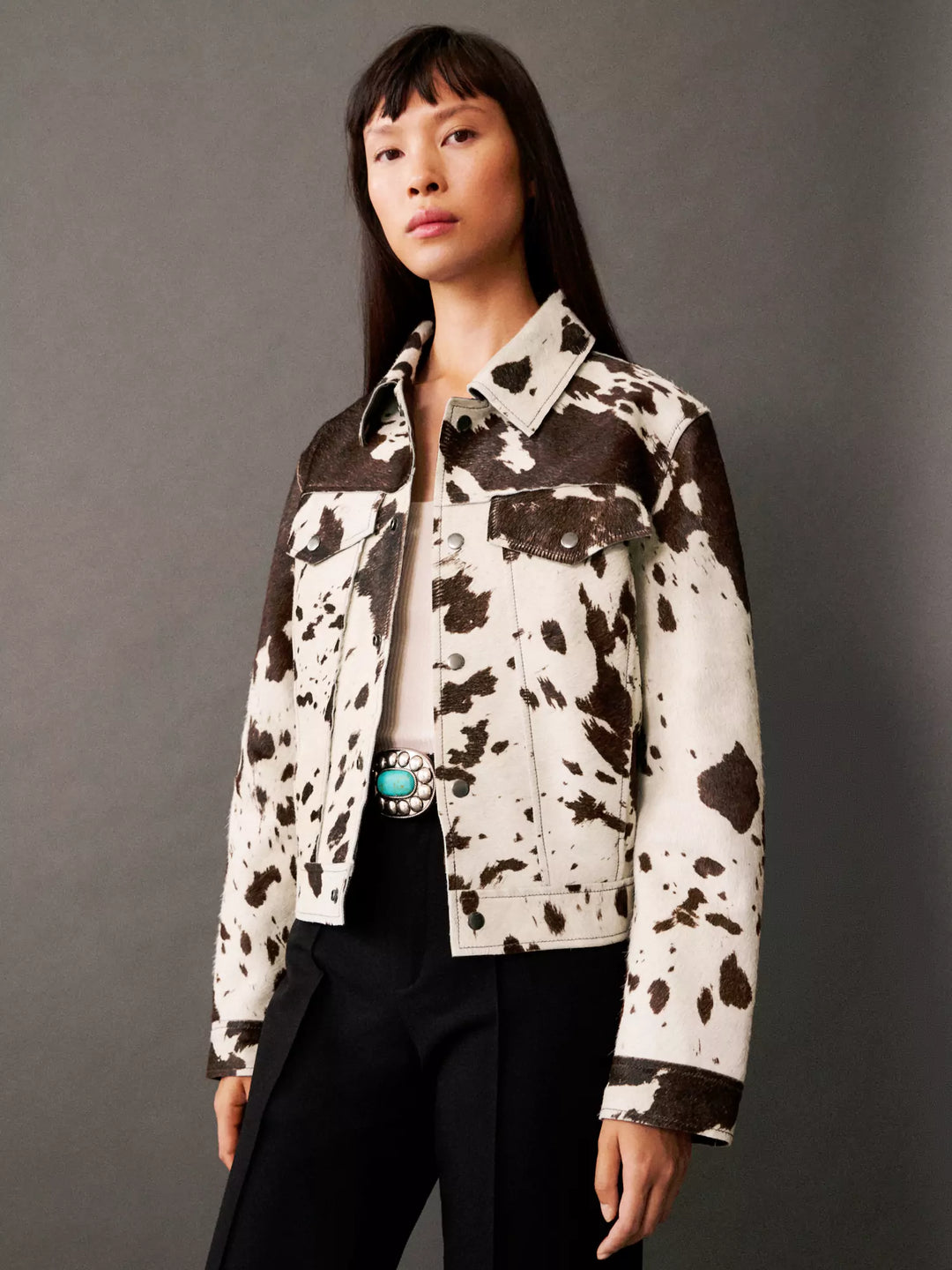 Valenzora | Gemusterte Lederjacke