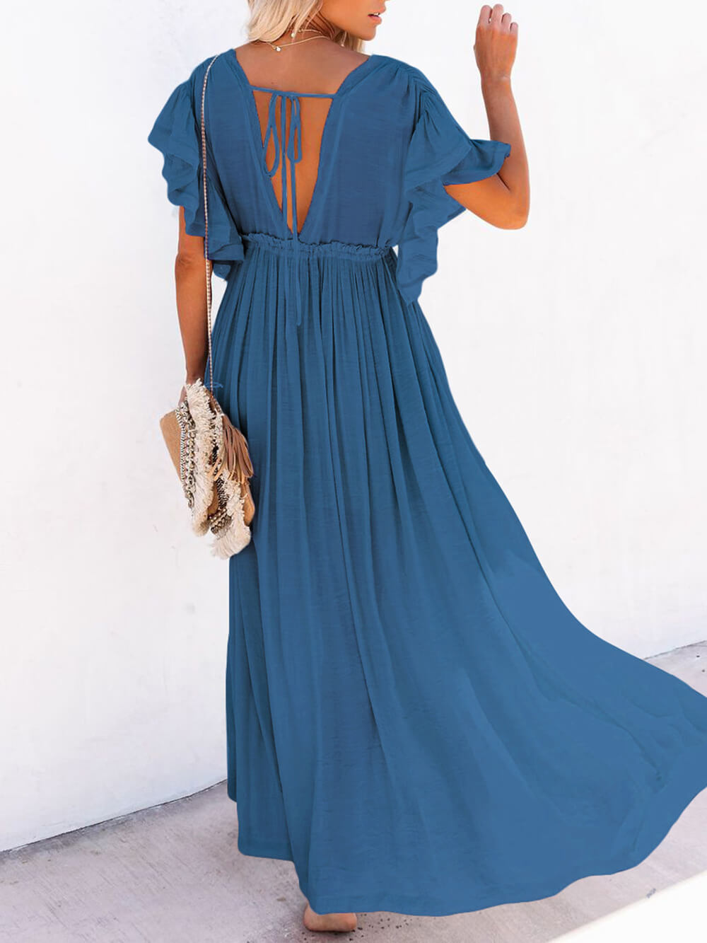 Valenzora | Stylish maxi dress with flutter sleeves for women
