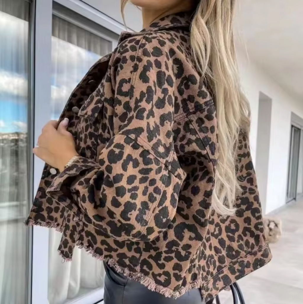 Valenzora | Leopard Print Denim Jacket