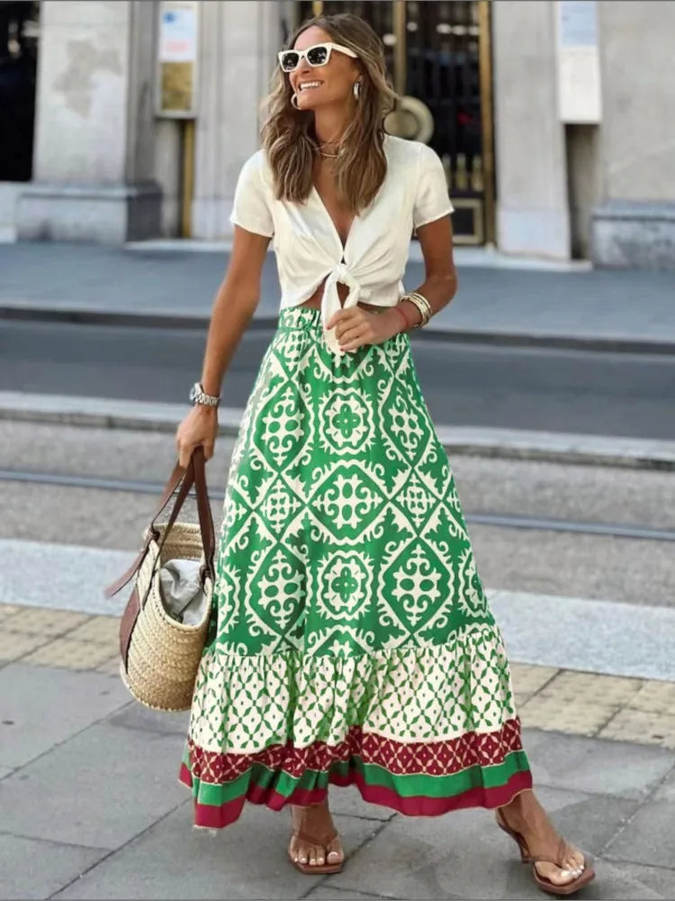 Valenzora | Boho Skirt with Elastic Waistband Women's