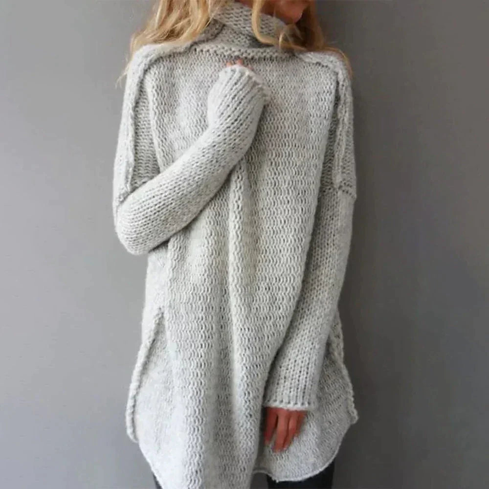 Valenzora – Grauer Oversized-Rollkragenpullover