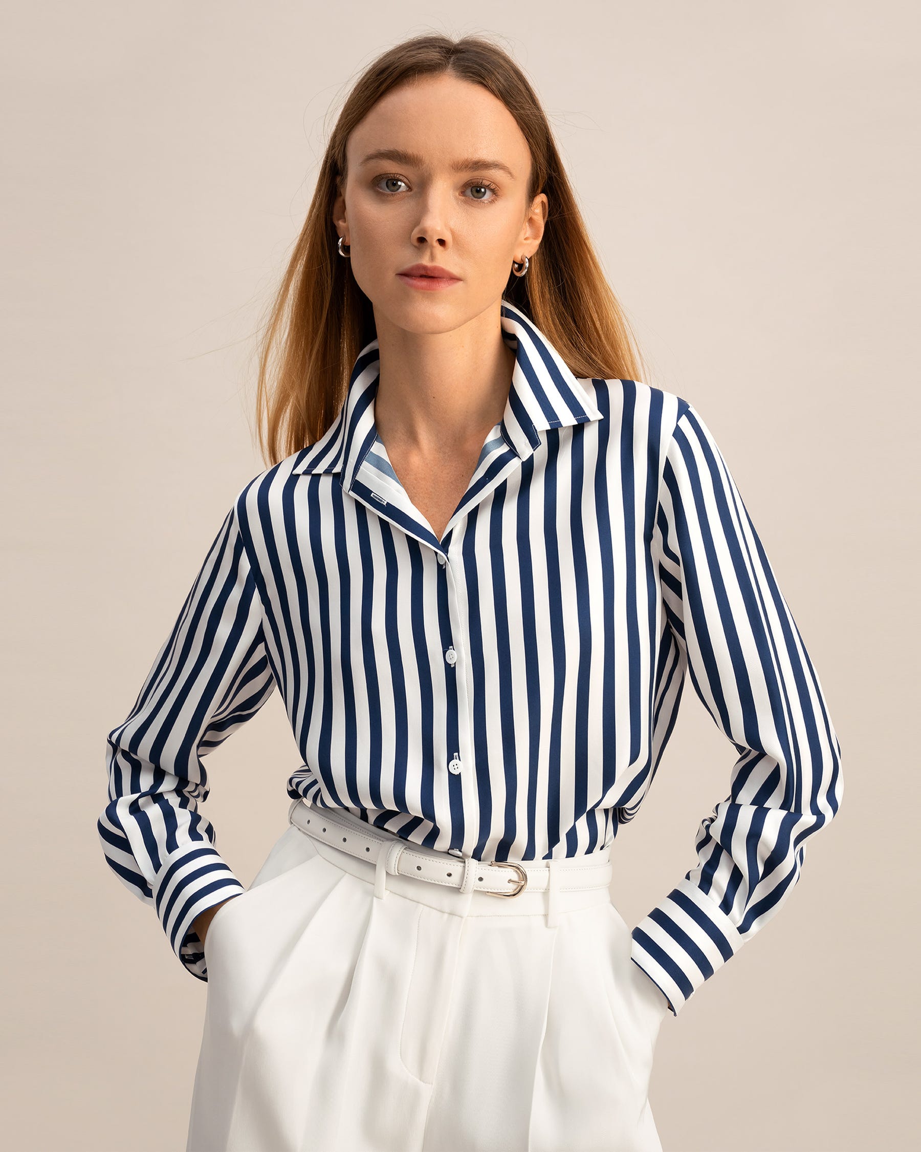 Valenzora | Striped silk shirt