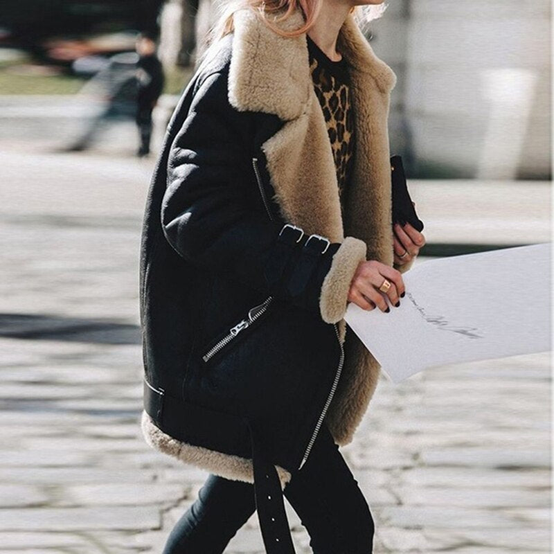 Valenzora – Beautiful suede jacket with teddy fleece