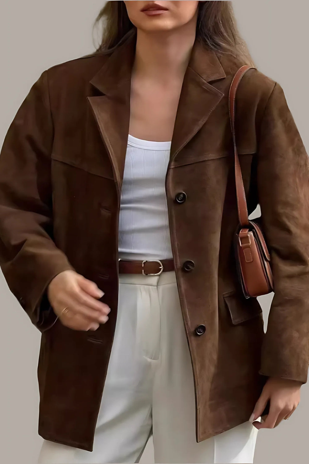 Valenzora | Damen Wildlederblazer Klassische & Lässige Braune Damenjacke