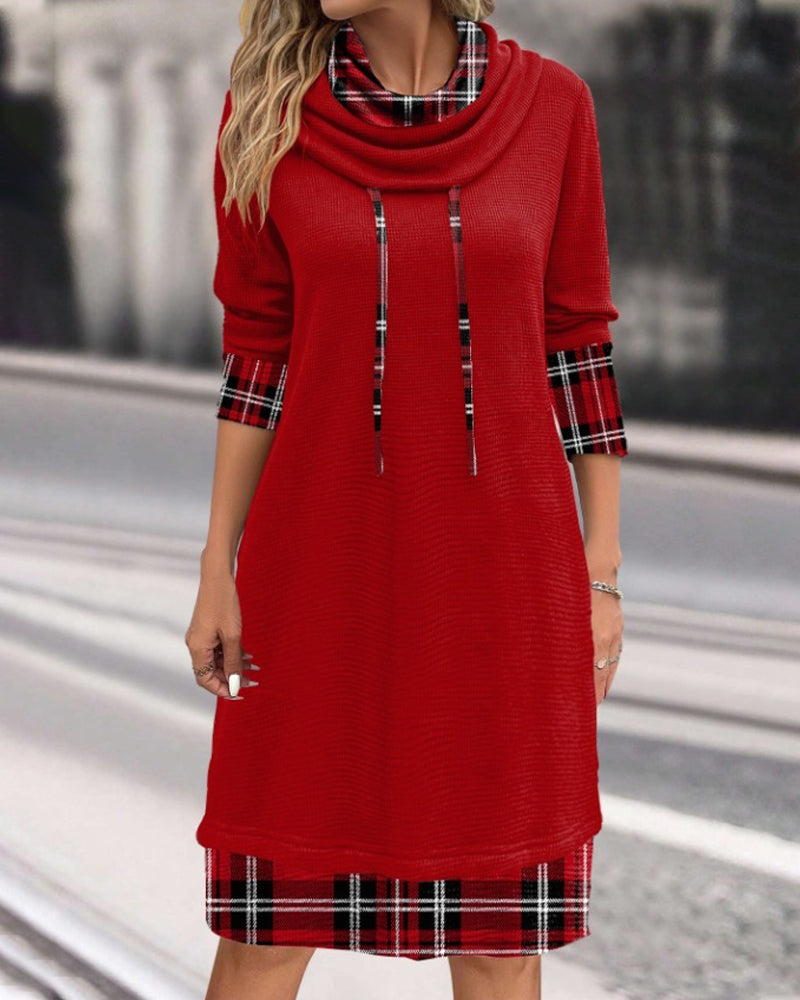 Valenzora | Classic Look Checked Long Sleeve Dress