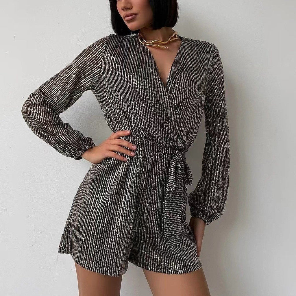 Valenzora | Modern cut - Solid color sequin jumpsuit