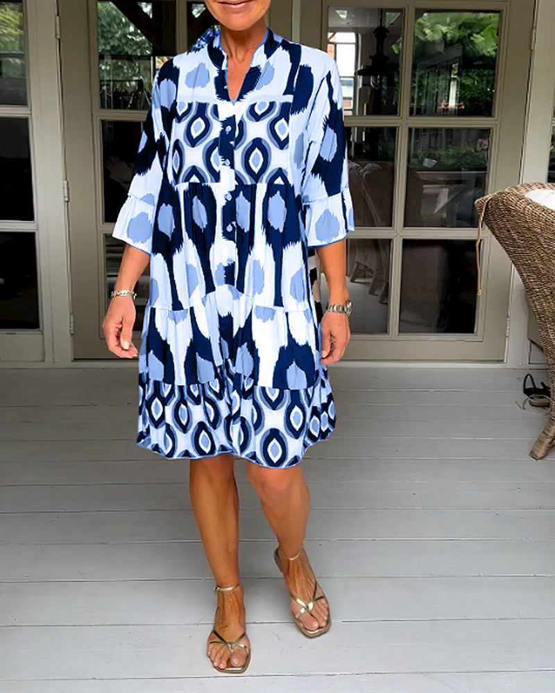 Valenzora A-line dress | Stylish printed midi summer dress for women with pockets