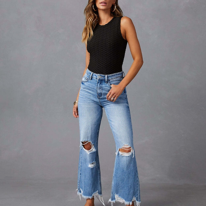 Valenzora | High-waisted Jeans mit Löchern für Damen