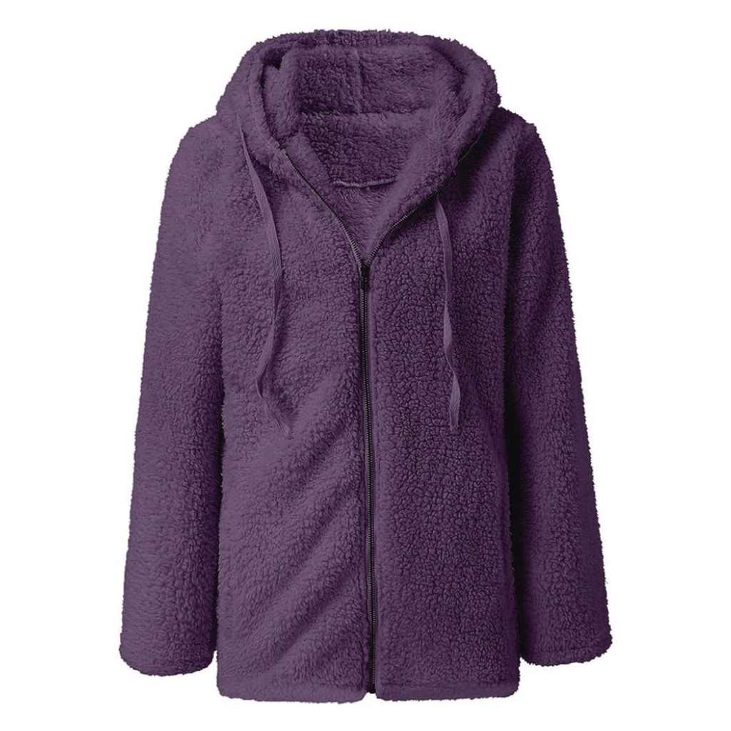 Valenzora | Women's Teddy Fleece Jacket with Hood - Soft Winter Jacket with Zipper