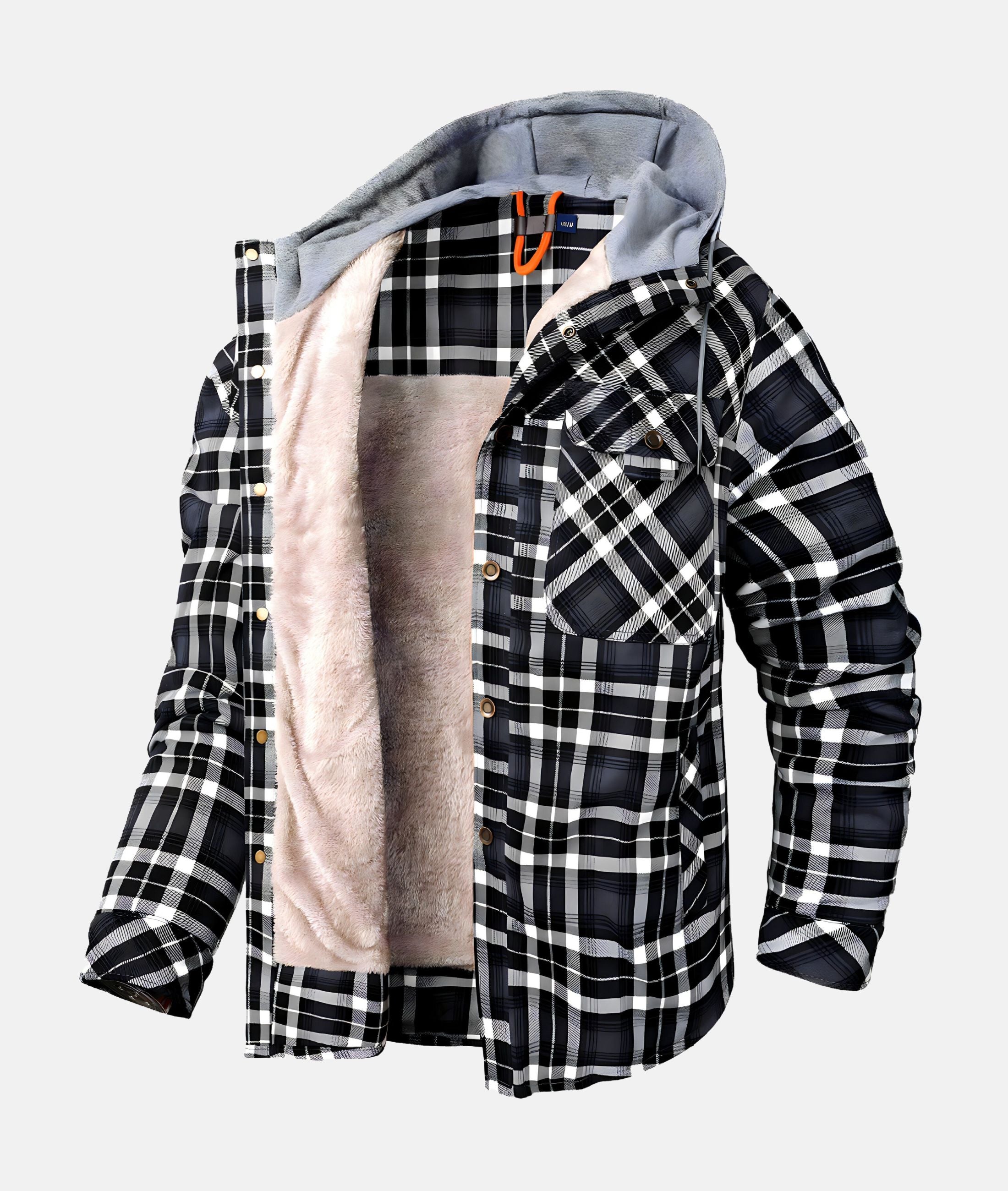 Valenzora | Checkered flannel jacket with hood and faux fur lining