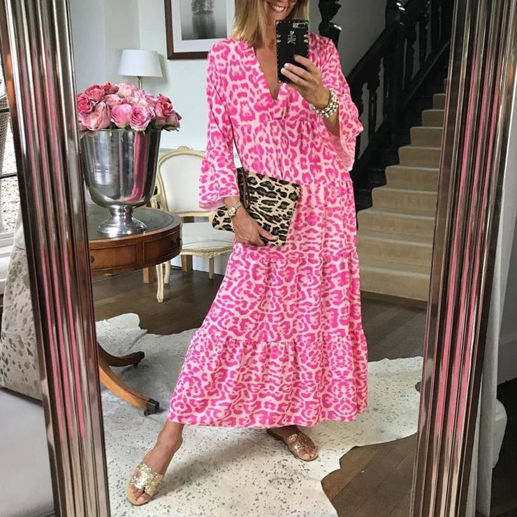 Valenzora | Elegantes Sommerkleid mit Leopardenmuster