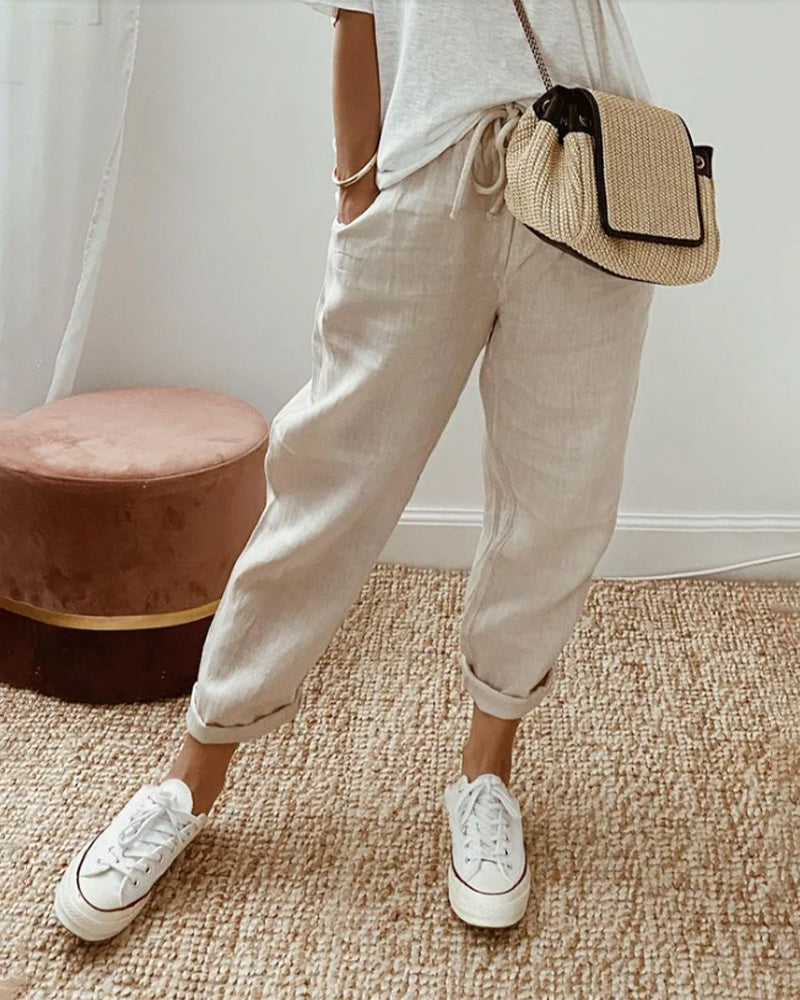 Valenzora | Damen luftige Hose mit Gummibund Sommer