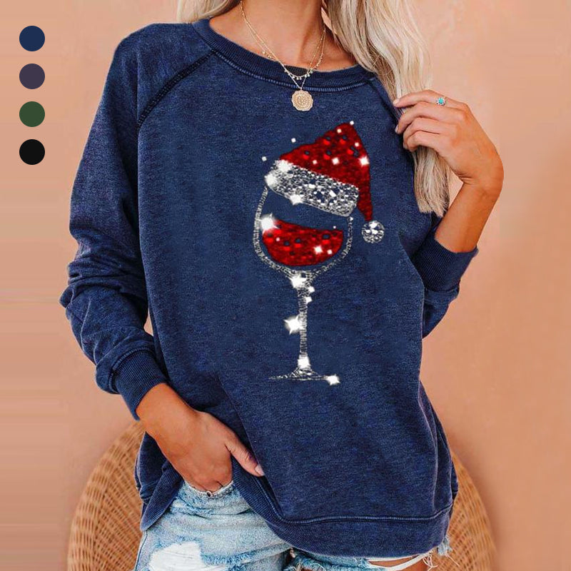 Valenzora | Festive Cheers Wine Glass Sweatshirt