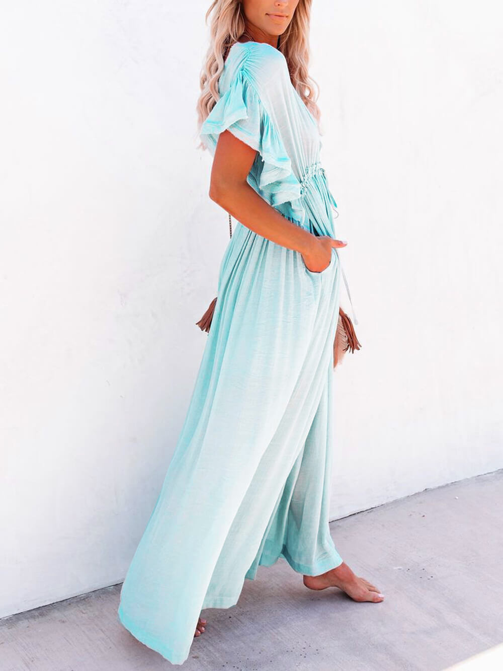 Valenzora | Style Maxi Dress with Flutter Sleeves for Women