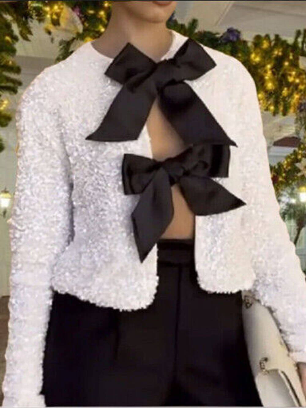Valenzora | Tie front sequin jacket