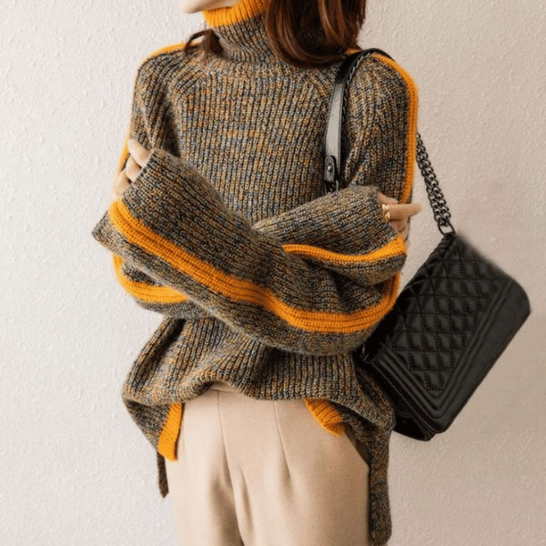 Melange knit turtleneck sweater