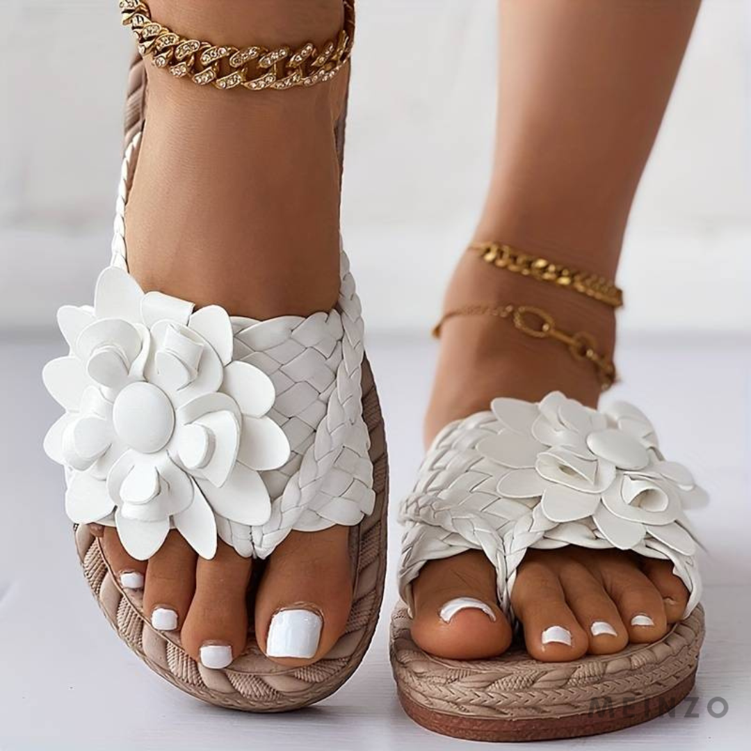 Flip-Flops | Damen-Sandalen mit offener Zehenpartie und eleganten geflochtenen Riemen