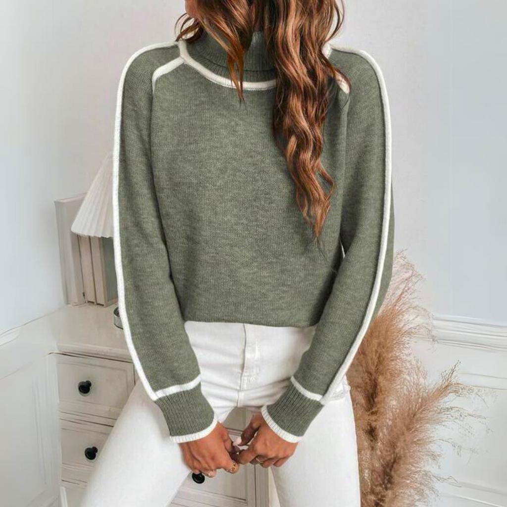 Luxurious olive green knit sweater