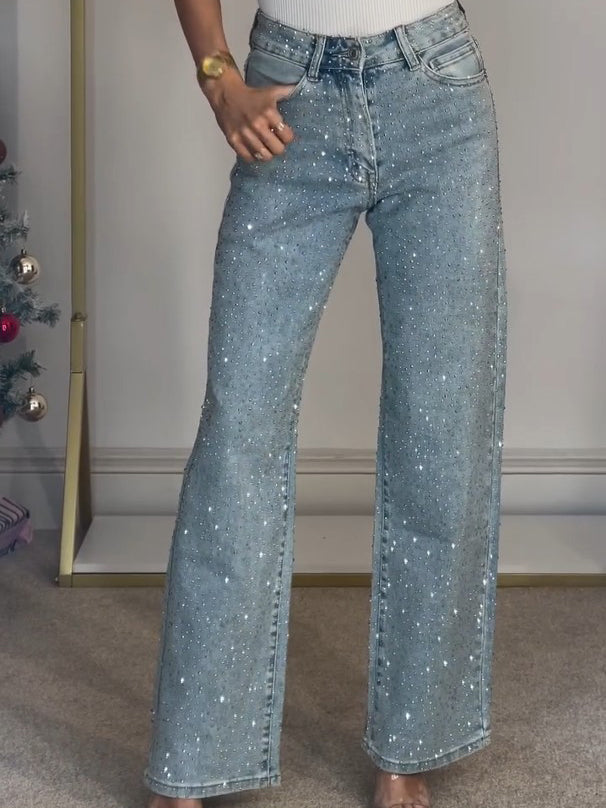 Valenzora | High-waisted jeans with diamond details