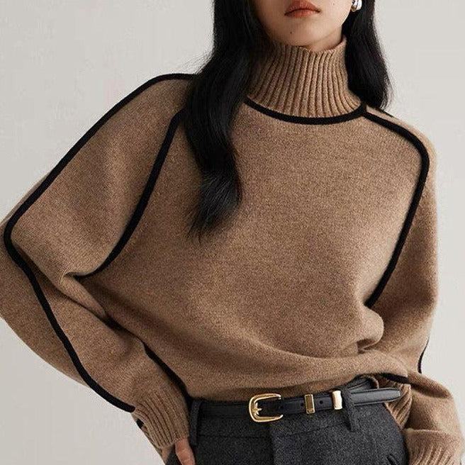 Valenzora - Coffee High Neck Sweater