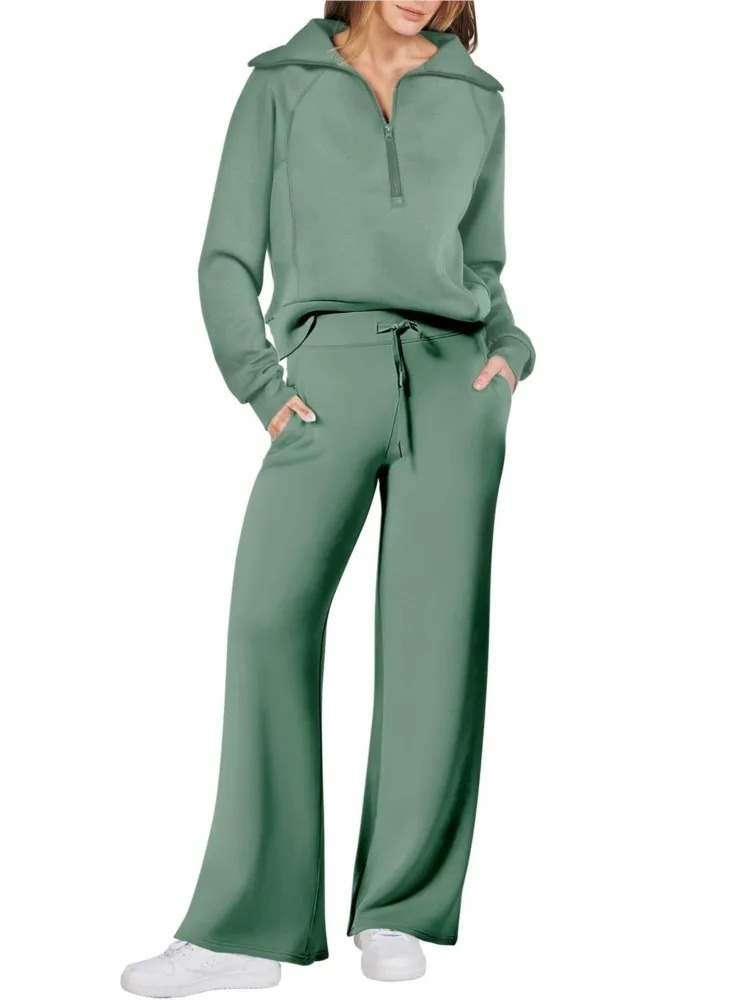 Valenzora | Bequemes Loungewear-Set für Damen mit Stehkragen und Kordelzug, modernes Set