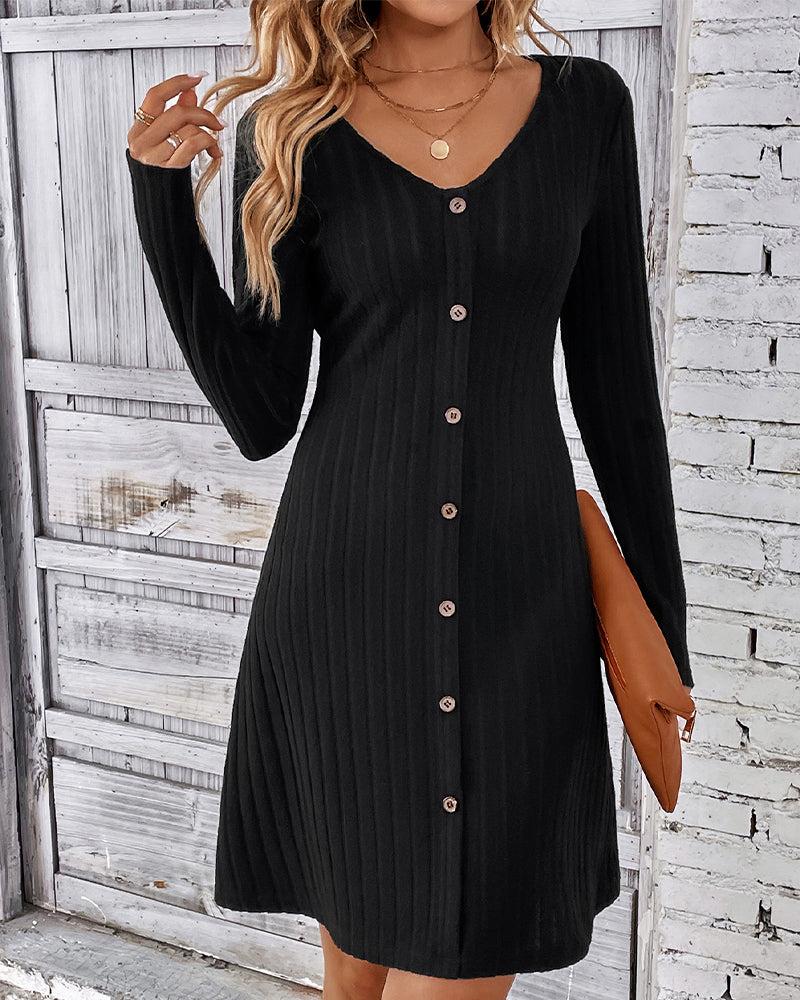 Valenzora | Schwarzes Kleid mit langen Ärmeln