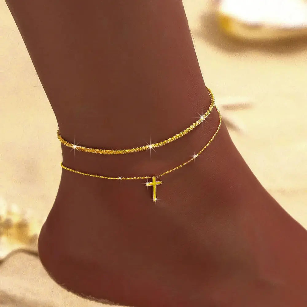 Valenzora | Chic Silver/Gold Double Anklet