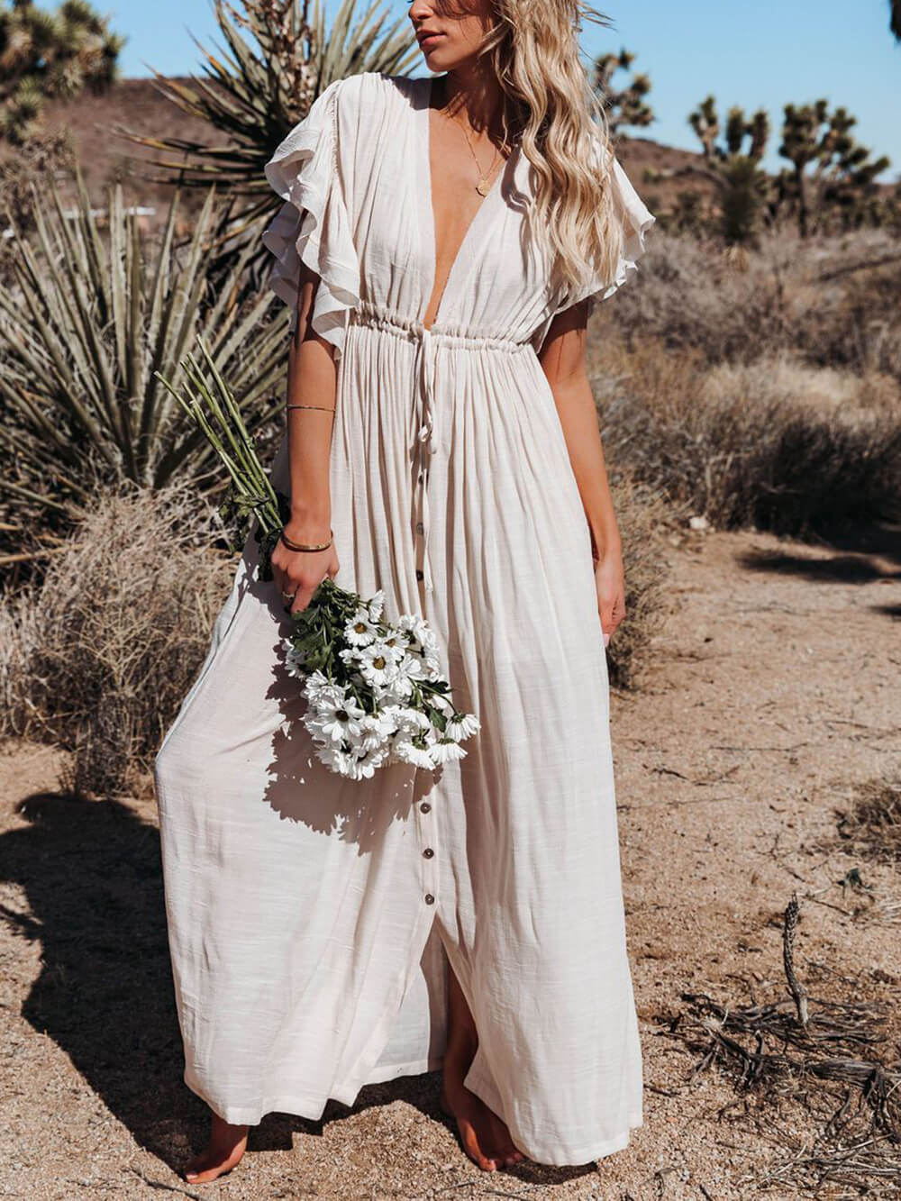 Valenzora | Stylish maxi dress with flutter sleeves for women