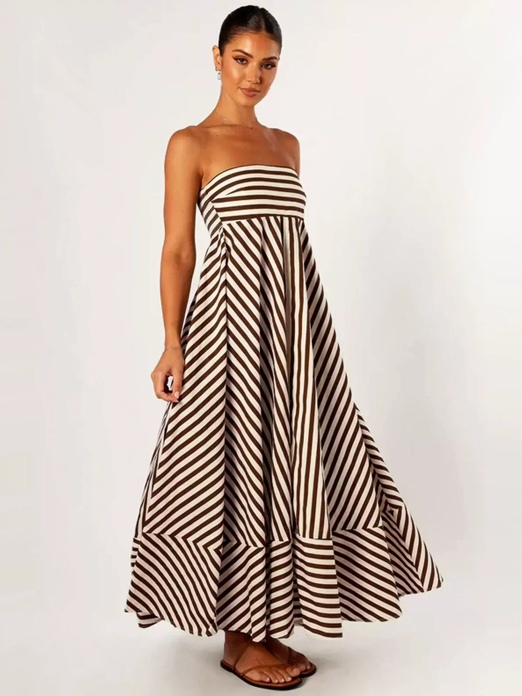 Valenzora | Strapless Striped Maxi Dress for Women