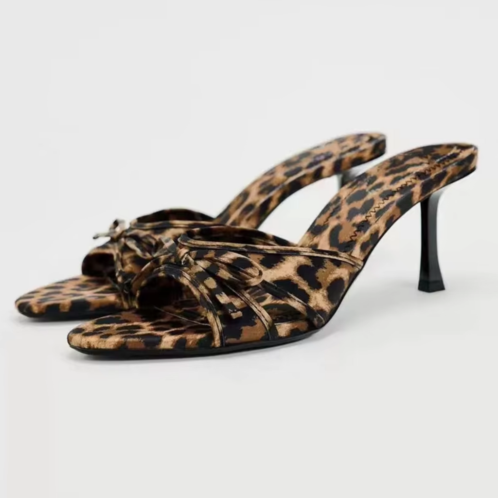 Valenzora | High-heeled slippers with leopard print