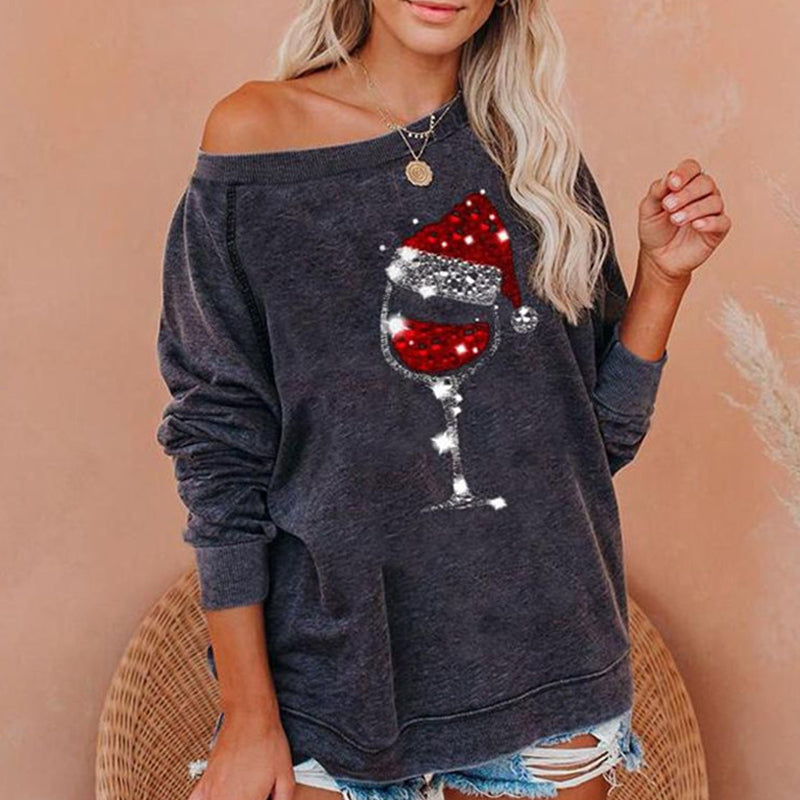 Valenzora | Festive Cheers Wine Glass Sweatshirt