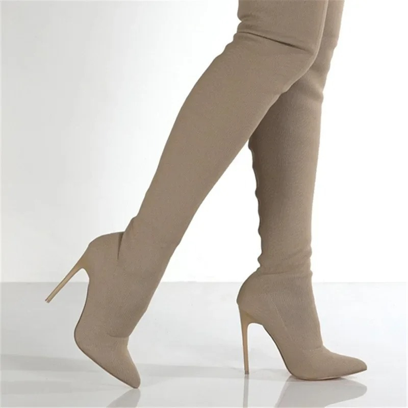Valenzora | Overknee-Stretch-Stiefel mit Stilettoabsatz, elegante Damenstiefel