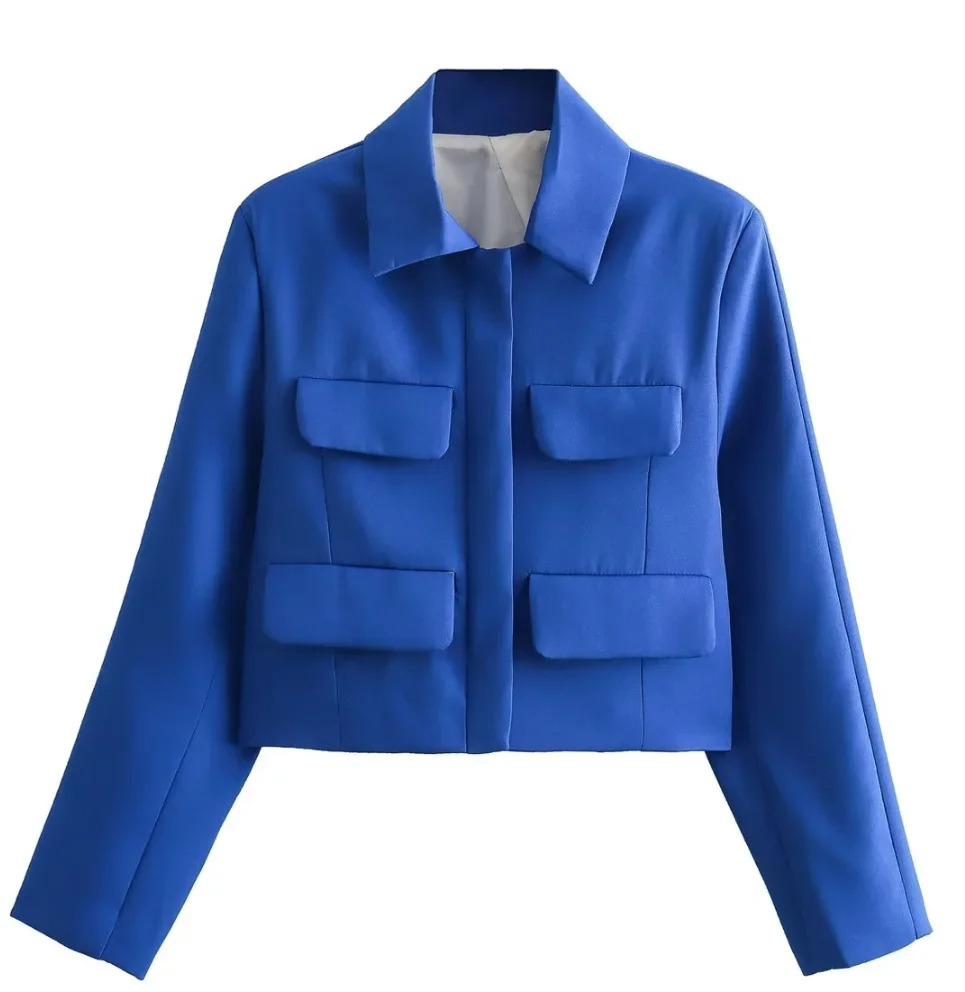 Valenzora | Women's Bomber Jacket Short Jacket with Four Front Pockets and Minimalist Design