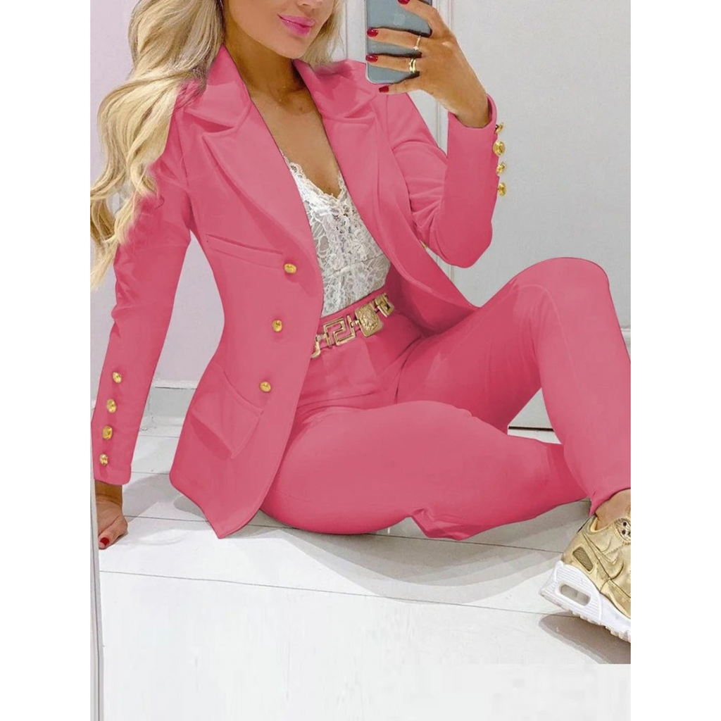 Valenzora – Set consisting of blazer and trousers with large collar